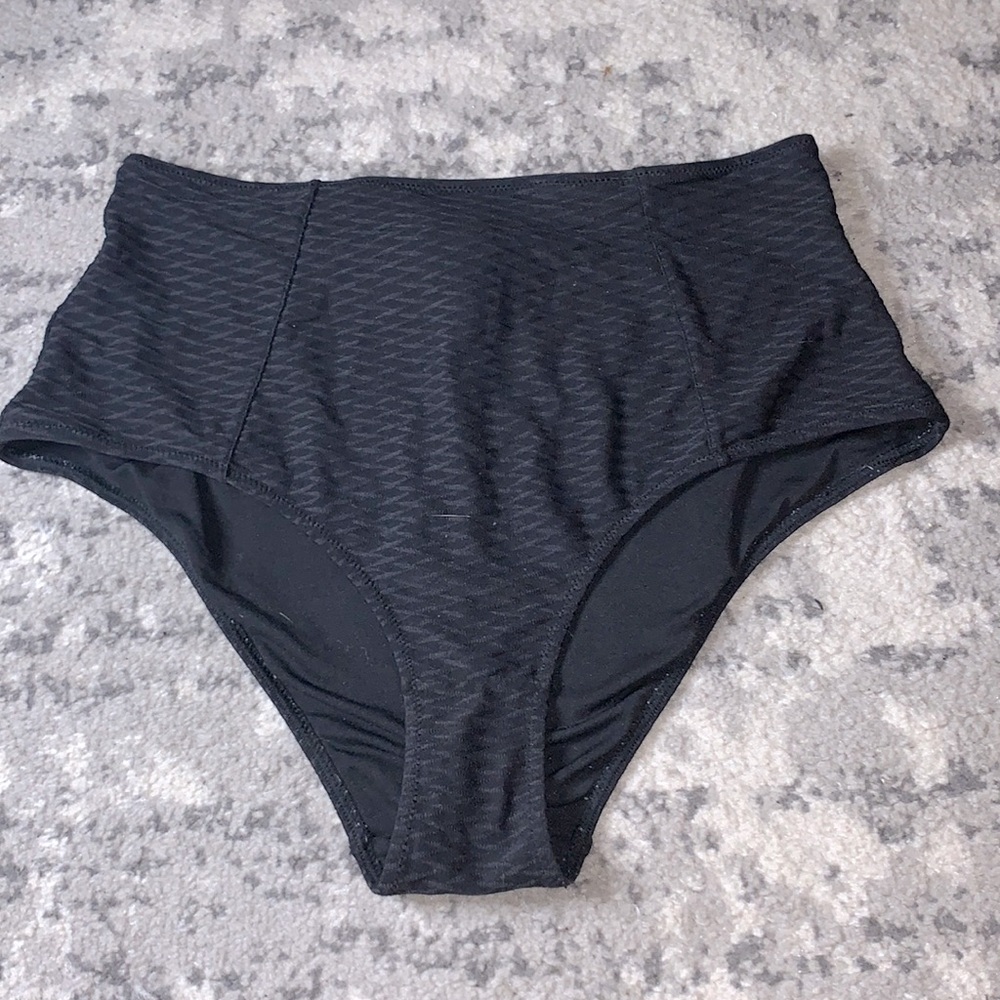 H&M High Waisted Black Bikini Bottom SZ 12